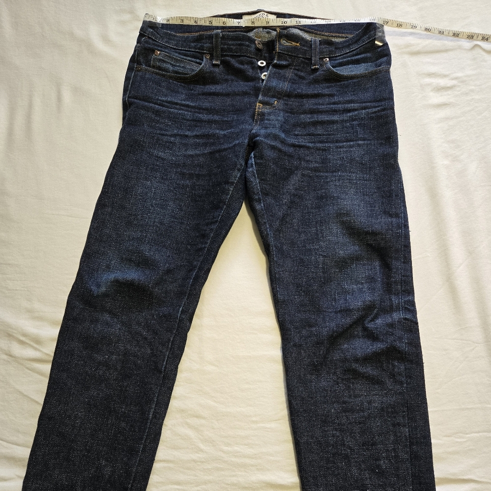 Dark Naked & Famous Elephant Blue Denim Jeans, Altered